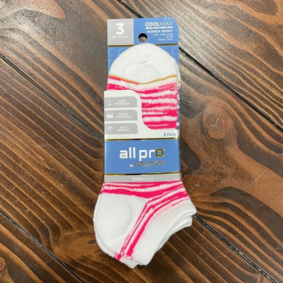 5/$20 NEW 3Pk 4-10 All Pro by Gold Toe Coolmax Women's No Show Sports Socks - Picture 1 of 5